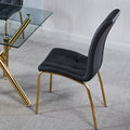 Modern Lattice Designdining Chair With Gold Metal Legs Set Of 4 Gold Black Metal