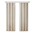 Faux Linen Tab Top Fleece Lined Curtain Panel Only 1 Pc Panel Natural Polyester