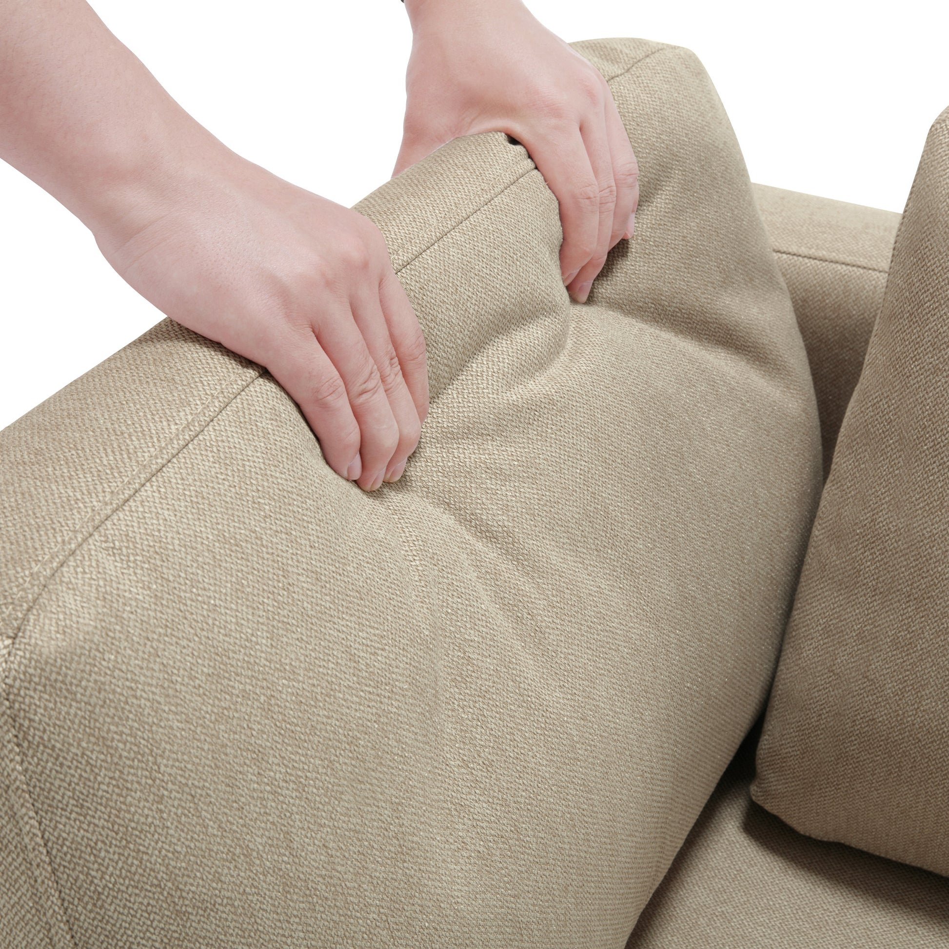 Space Saving Small Sectional Sofa With Ottoman, 2 Seater Sofa With 1 Ottoman, All Seats And Ottomans With Storage Function Beige Beige Fabric 2 Seat