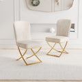 Dining Chair Set Of 2, Beige Velvet Backrest And Golden Metal Legs.For Modern Kitchen Dining Room Chair For Kitchen Living Modern Decorative Leisure Chairs.Office Chairs Y 2009 Beige Dining Room Modern Foam Velvet