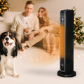 Homcom 2 In 1 Portable Electric Tower Heater, Oscillating Space Heater For Indoor Use With Remote Control, 8H Timer, Three Heating Modes High, Low, Fan , 750W 1500W, Black Black Plastic
