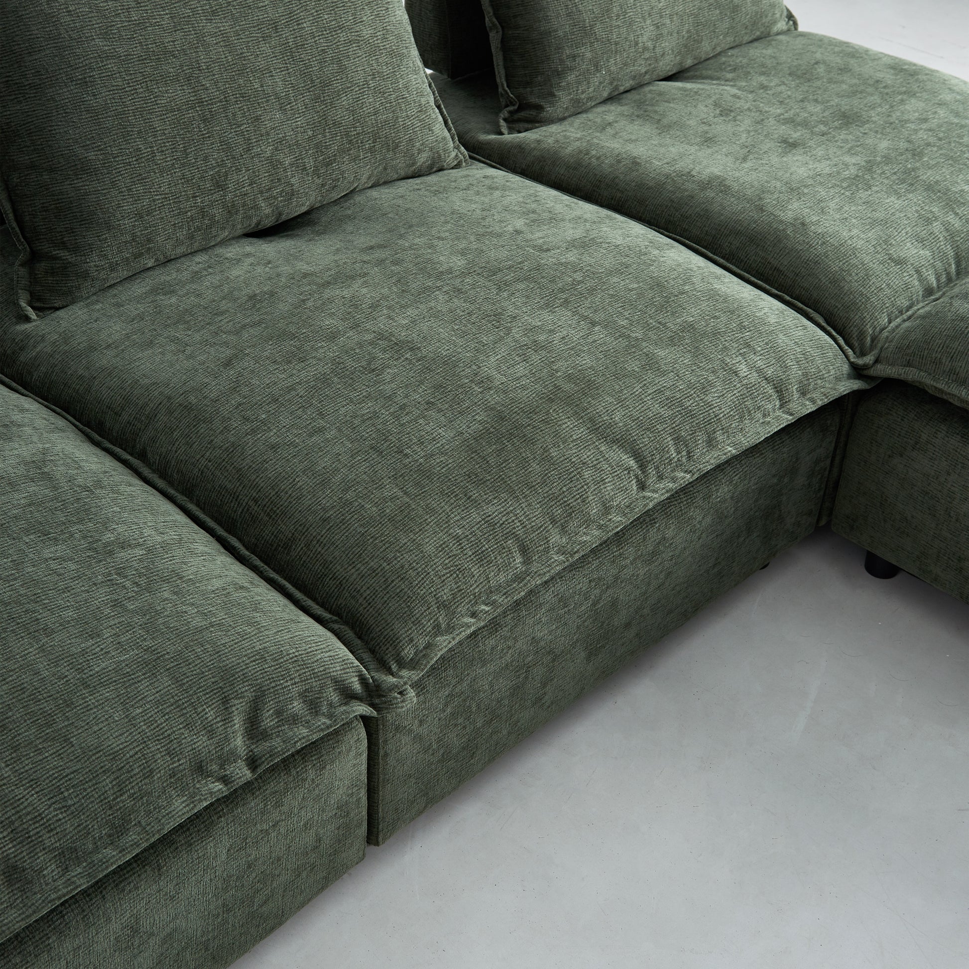 Mid Century Modern 3 Seater Sofa Couch For Living Room Modular Sectional Armless Sofa, Ultra Soft Chenille Fabric, Sturdy Frame, Comfortable And Stylish Furniture Green Foam Chenille 3 Seat