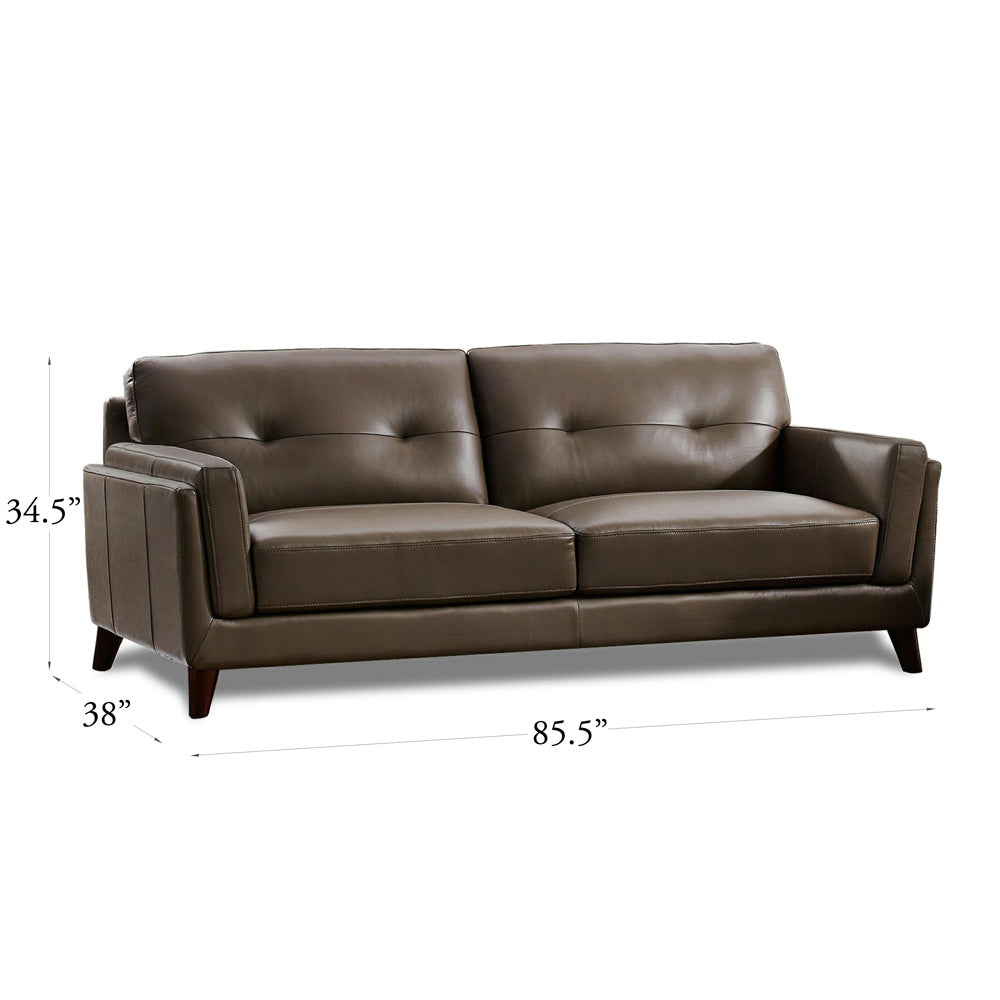 Huntington Leather Sofa Dark Granite Memory Foam Genuine Leather 2 Seat