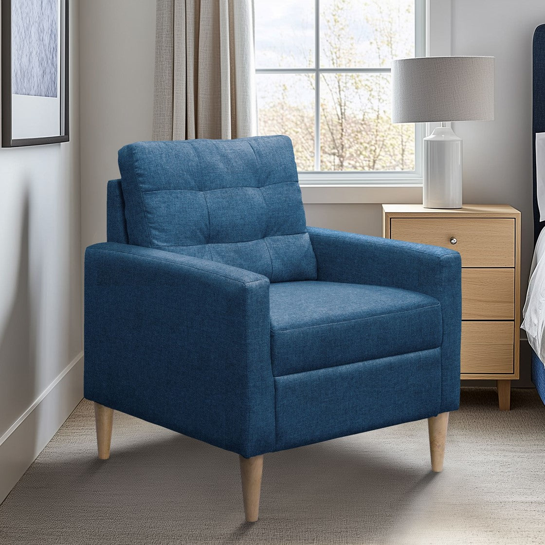 Tufted Back Accent Chair Blue Upholstered