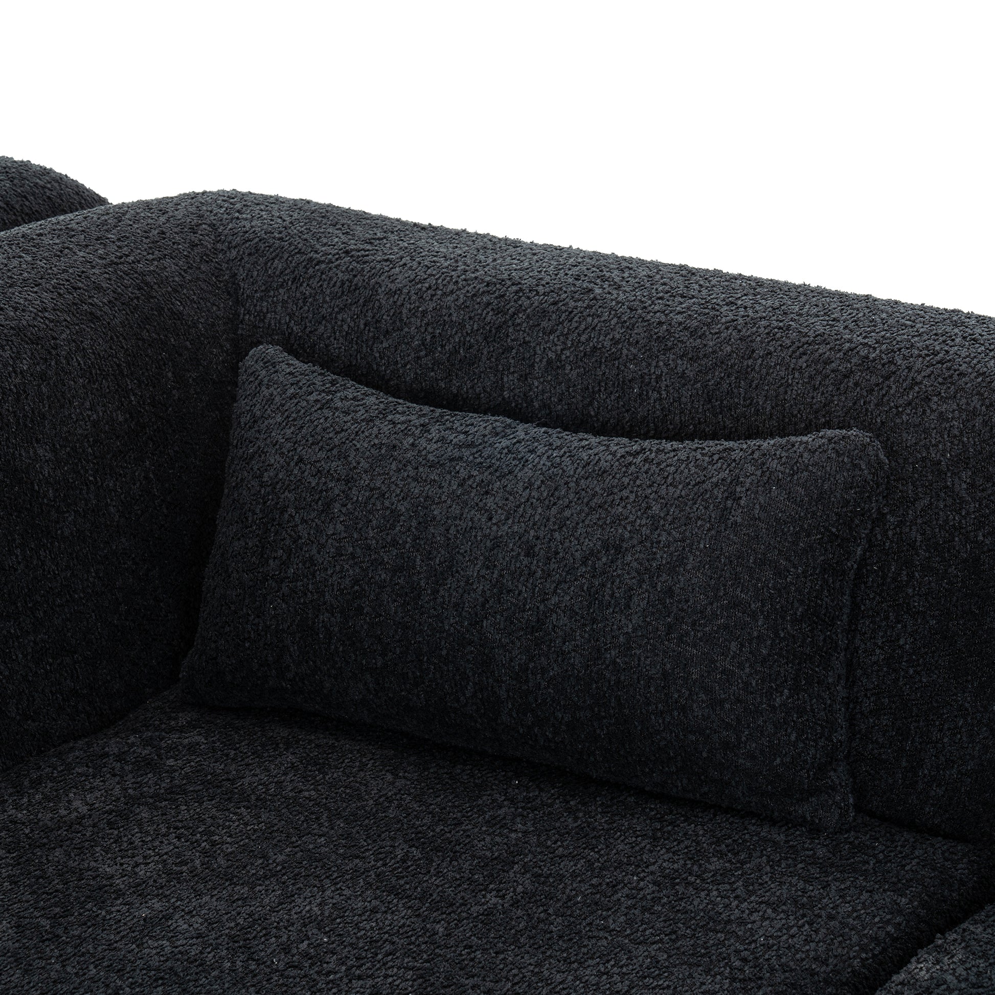 143.7" Upholstered Sofa Free Combined Sofa Couch With Two Chaise Lounge And Five Back Pillows For Living Room, Black Black Foam Polyester 5 Seat