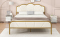 Full Size Metal Platform Bed With Upholstered Headboard And Footboard Box Spring Not Required Full Gold White Metal Bedroom Bed Frame Metal