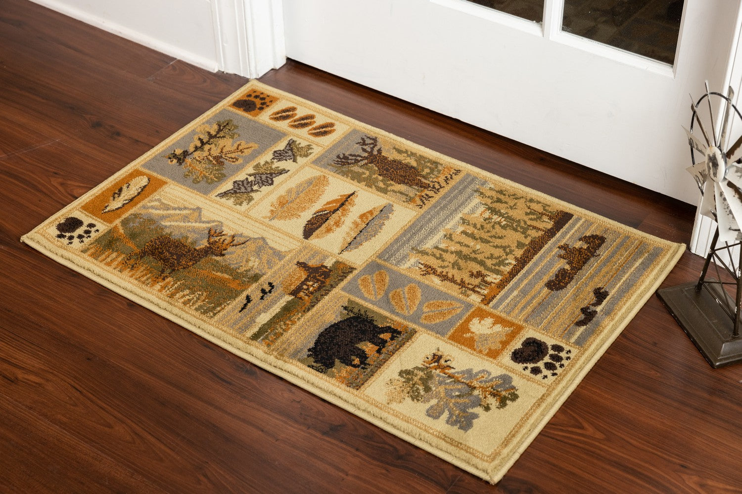 Woodland Gc Rst5101 Multi 2 Ft. X 3 Ft. Lodge Area Rug Cream Polypropylene