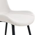 White Artificial Leather Backrest Cushion Dining Chair, Black Metal Legs, Curved Widened Cushion Design For More Comfort, Suitable For Restaurants, Kitchens, Bedrooms, Offices. 4 Chairs 0502 White Faux Leather