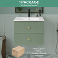 24 Inch Wall Mounted Bathroom Vanity With 2 Drawers Ideal For Small Bathrooms Green Bathroom Mdf