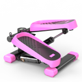 Home Office Exercise 330Lbs Capacity Mini Stepper With Resistance Bands And Lcd Monitor Pink Black Steel