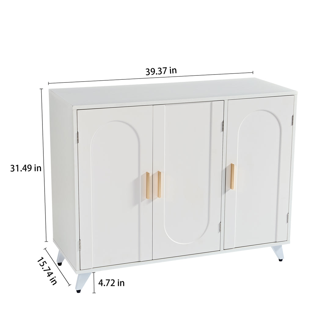 Sideboard Buffet Cabinet With 3 Doors And Removable Shelves, For Living Room, Dining Room, Ivory White White Dining Room American Design,American Traditional Particle Board Particle Board