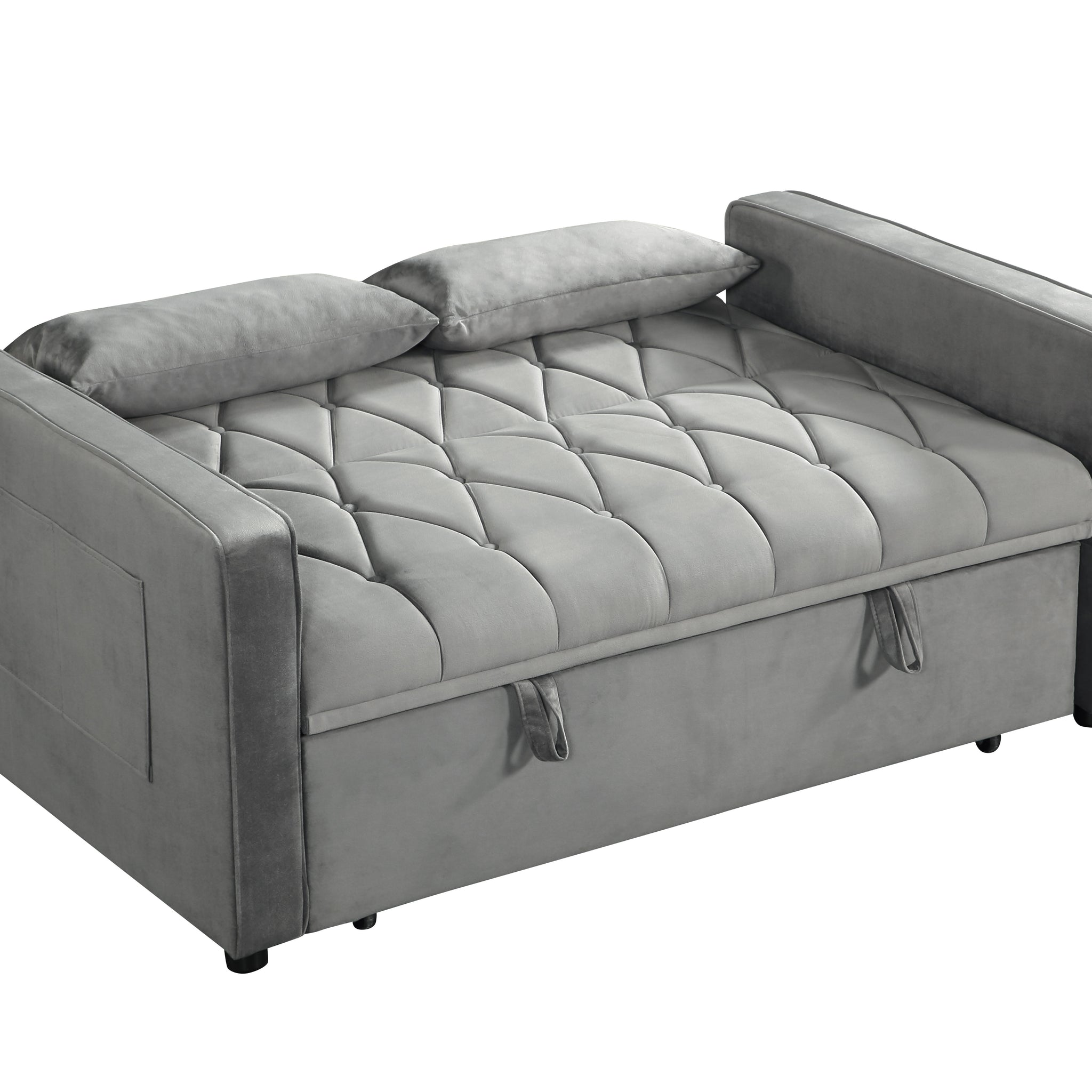 3 In 1 Sleeper Sofa Couch Bed Twin Gray Fabric