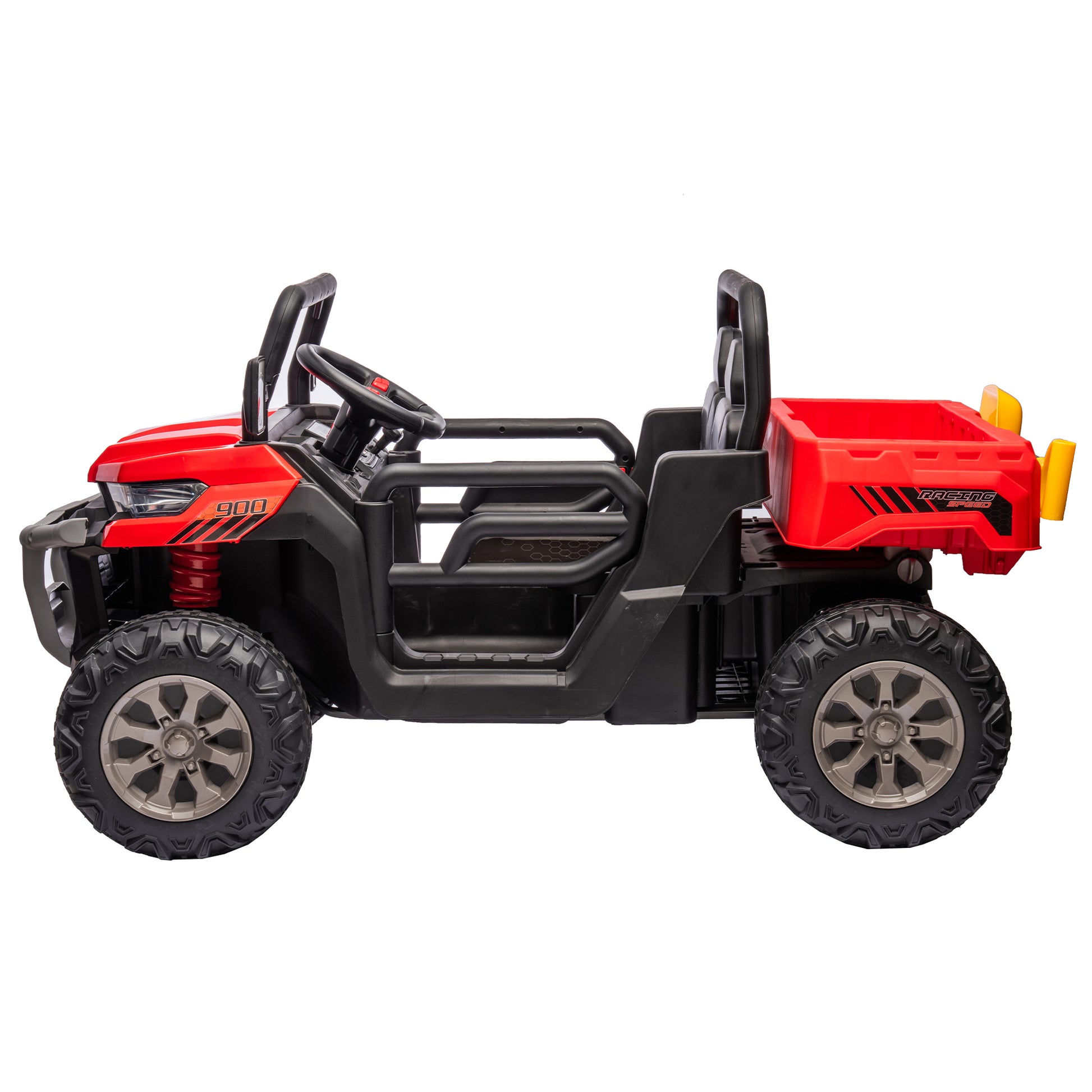 24V Ride On Truck 2 Seater Ride On Utv With 2X200W Motor Ride On Dump Truck With Dump Bed Shovel Ride On Car With Remote Control Electric Vehicle With Non Slip Tyre For Boys Girls Black Red Plastic