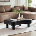 42.52 Inch Modern Wooden Handcraft Drum Coffee Table Irregular Shaped Coffee Table For Living Room,Small Coffee Table With Sturdy Pedestal,Black Black Solid Wood Mdf