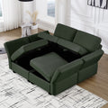 4 Seat Sofa Bed Upholstered Sofa Sleeper, Space Saving Sof Bed2 Seat Sofa With Storage Space Under Seatsall Arms And Backs Adjustabled For Ultimate Comfort Seating Green Green Polyester 4 Seat