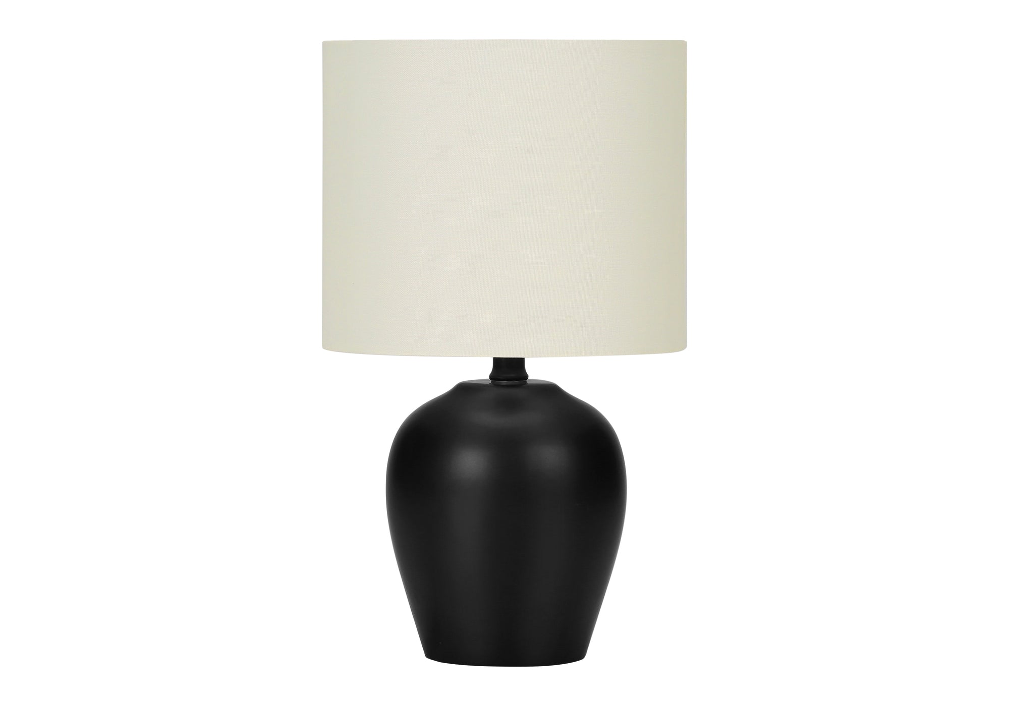 Lighting, 17"H, Table Lamp, Black Ceramic, Ivory Cream Shade, Transitional Black Ceramic