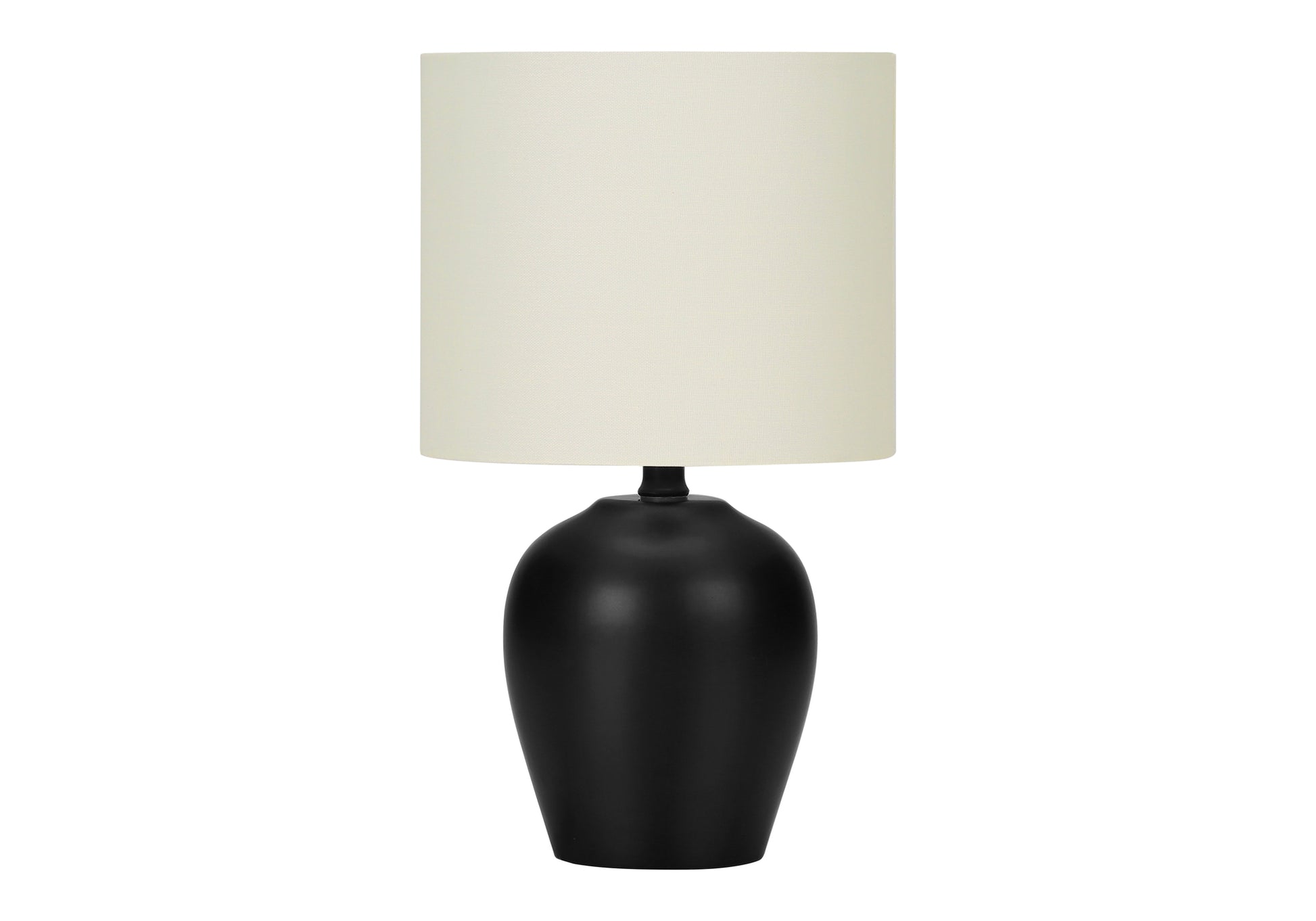 Lighting, 17"H, Table Lamp, Black Ceramic, Ivory Cream Shade, Transitional Black Ceramic