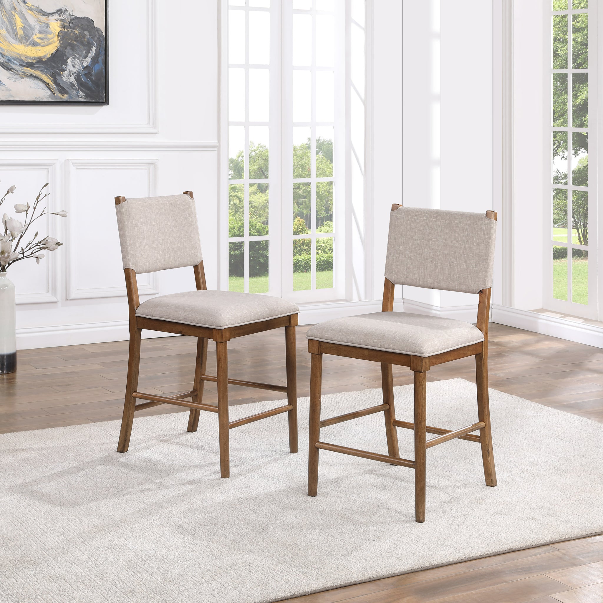 Oslo Counter Chair Set Of 2 Light Brown Light Brown Wood