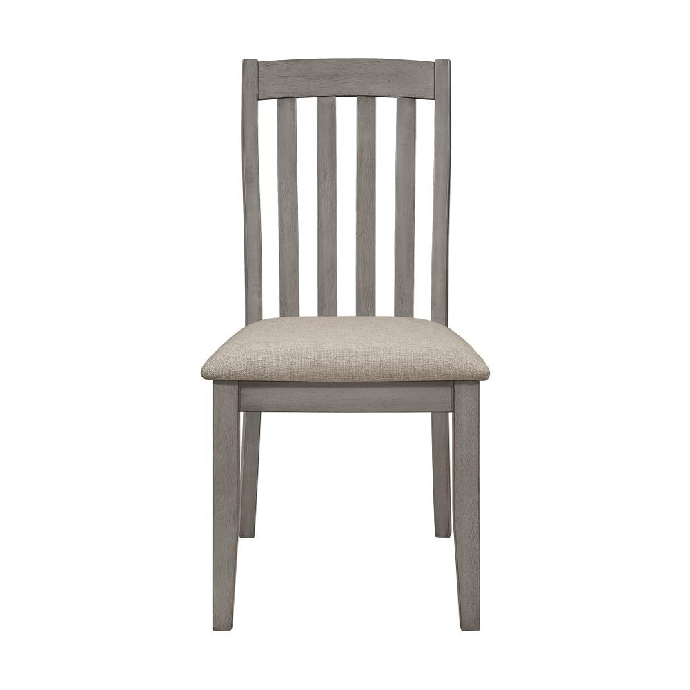 Set Of 2 Dining Chairs With Upholstered Seat In Coastal Grey Solid Grey Dining Room Dining Chairs Slat Back Set Of 2 Mdf