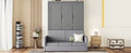 Queen Size Murphy Bed Wall Bed With Cushion,Gray Queen Gray Mdf Lvl