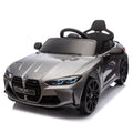 Bmw M4 12V Kids Ride On Painting Toy Car 2.4G W Parents Remote Control,Three Speed Adjustable,Power Display, Usb,Mp3 ,Bluetooth,Led Light,Story,A Handle With Wheels And A Pull, Easy To Carry Silver Polypropylene