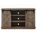 Oak Tv Stand With 2 Sliding Barn Doors Oak Primary Living Space 60 Inches 60 69 Inches Wood Metal