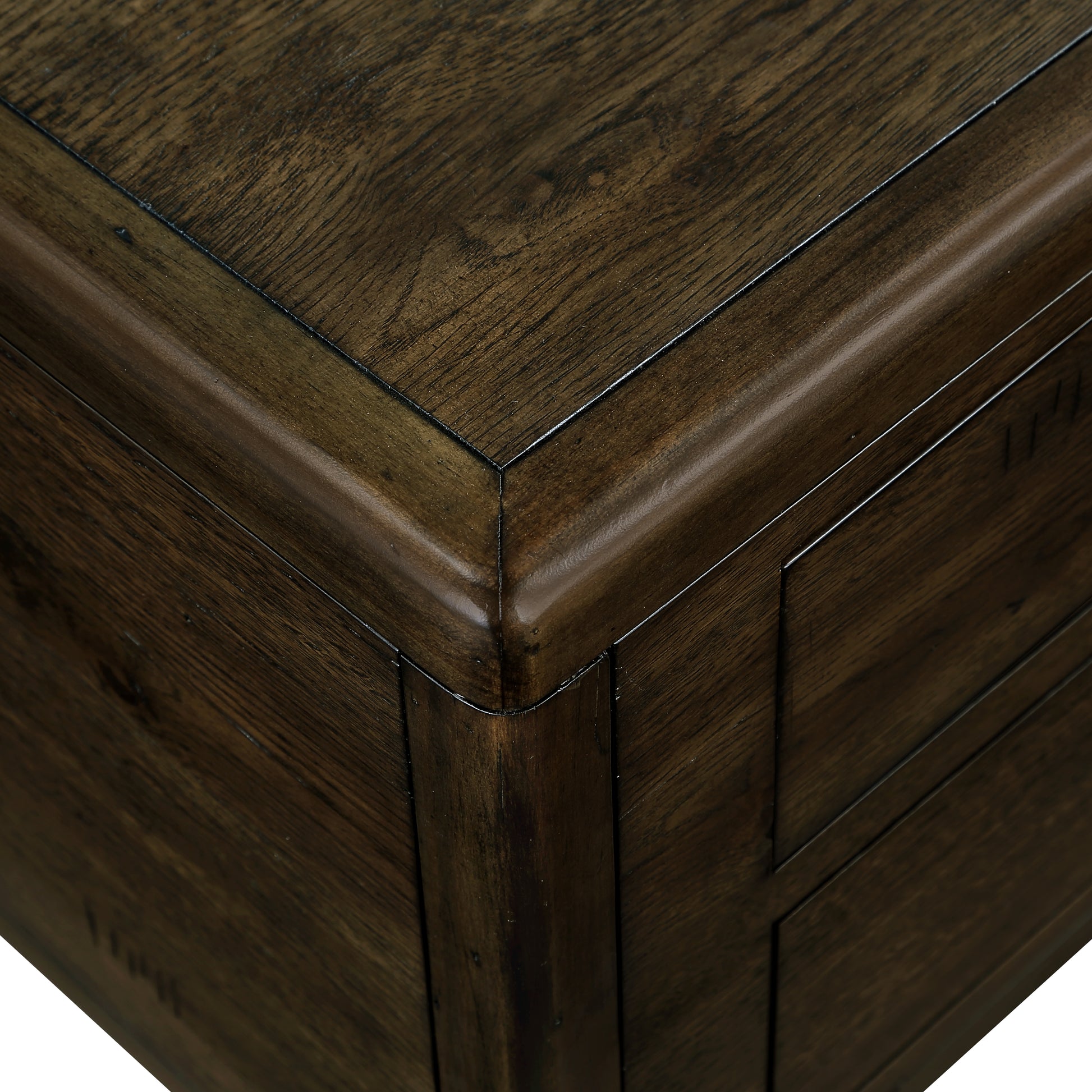 Solid Wood Rectangle Coffee Table For Living Room, 40 Inch Antique Coffee Table With 4 Drawers, Wood Center Table Tea Table With Rivet Decoration Legs.Easy Assembly, Espresso Espresso Pine