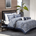 8 Piece Jacquard Comforter Set Navy Cal King California King Navy Polyester