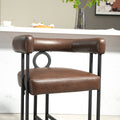 Coolmore Bar Stools Set Of 2, Modern Bar Stool With Back, Black Metal Frames, Upholstered Bar Stools For Kitchen Island, Pub, Club Dark Brown Pu Dark Brown Dining Room Foam Pu Leather
