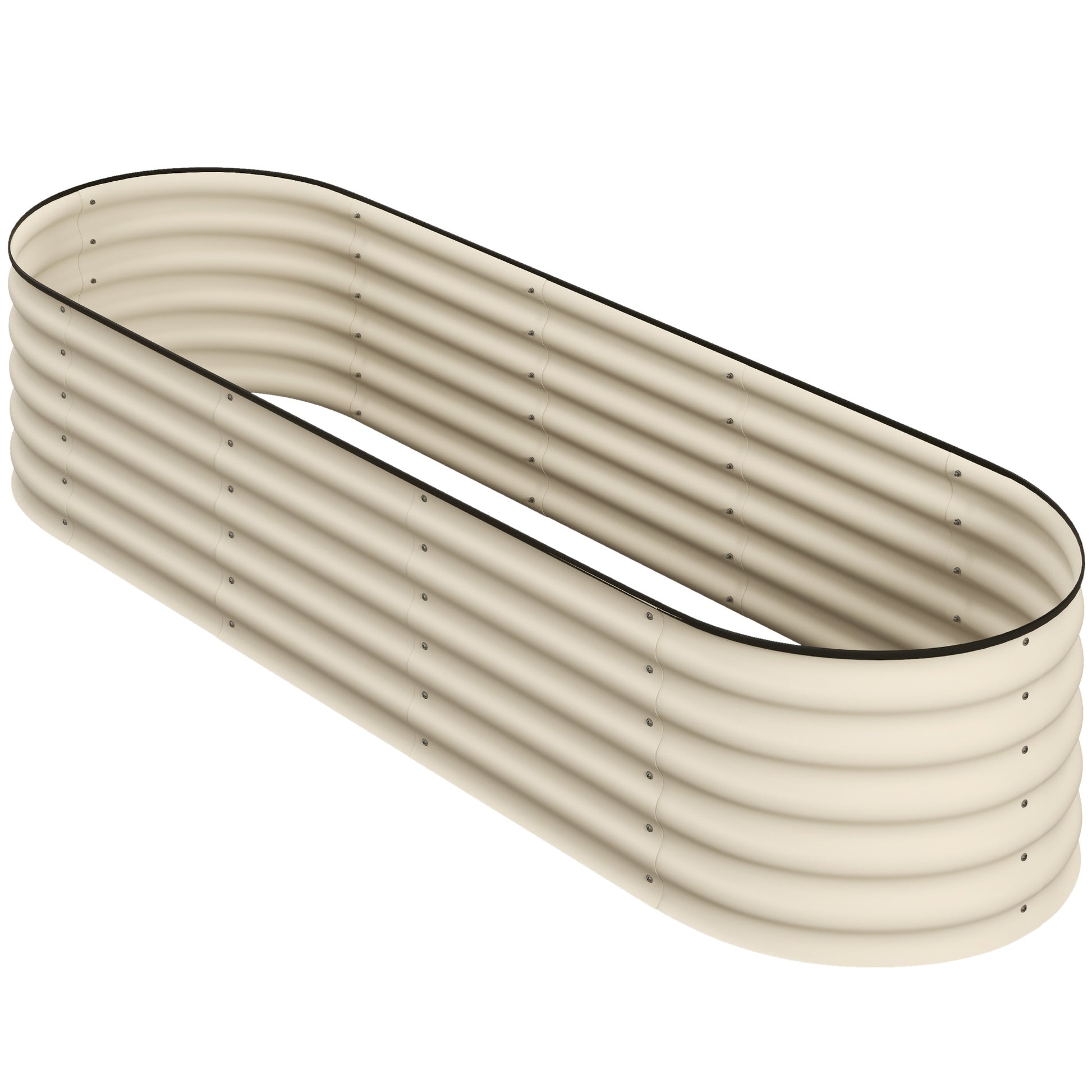 Outsunny 6.5' X 2' X 1.4' Galvanized Raised Garden Bed Kit, Outdoor Metal Elevated Planter Box With Safety Edging, Easy Diy Stock Tank For Growing Flowers, Herbs & Vegetables, Cream Cream White Steel