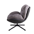 360 Swivel Accent Chair, Modern Chenille Lounge Chair With Faux Leather And Black Metal Base Frame, Comfortable Reading Chair For Small Spaces, Living Room, Bedroom, Reading Corner, Office,Light Gray Black,Light Gray Brown Primary Living Space Art