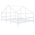 Metal Double Twin Size Triangular House Beds With Built In Table, White Box Spring Not Required Twin White Metal Metal