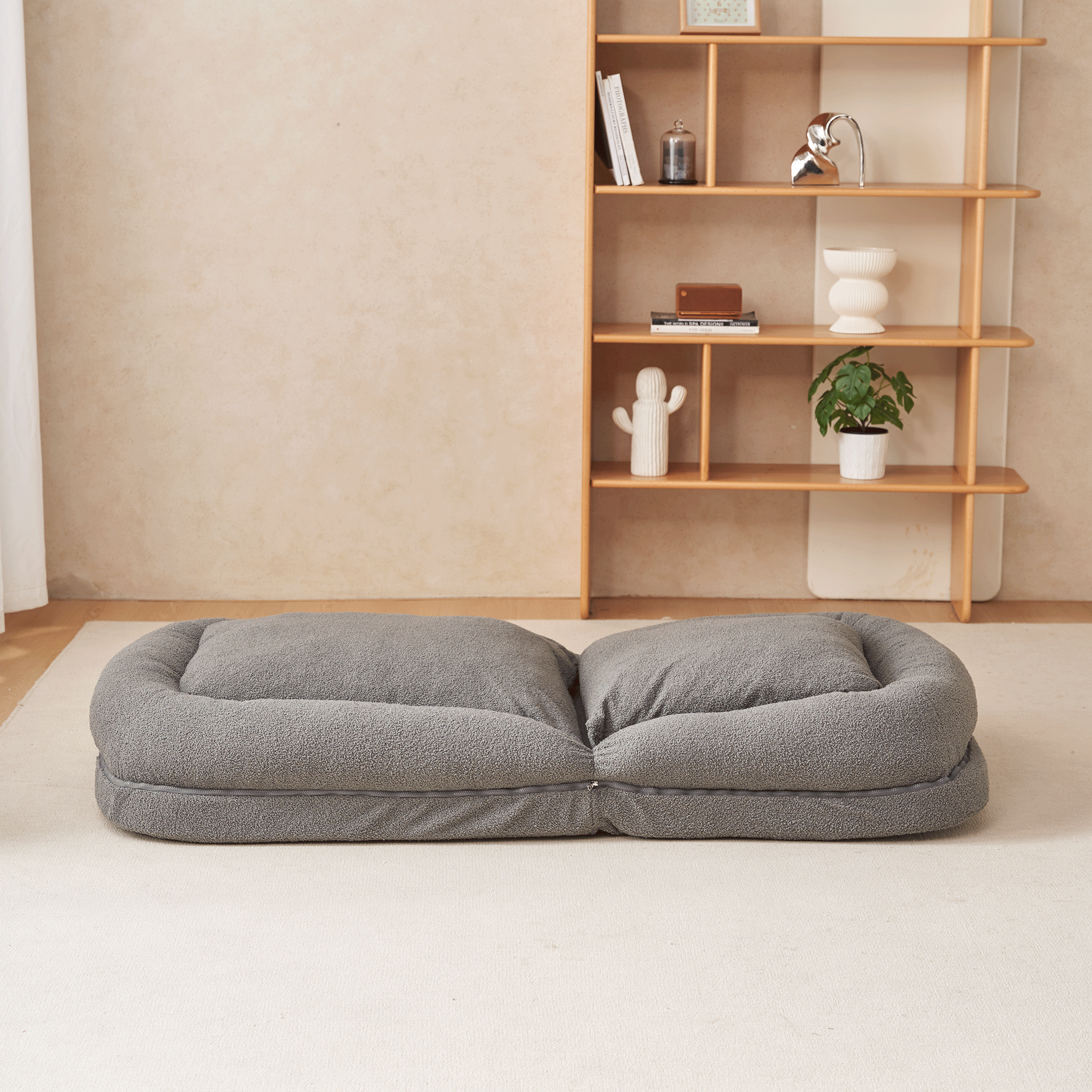 Triple Fold Down Sofa Bed,Gy Grey Metal Cotton Metal