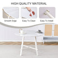 Table And Chair Set, Mdf Desktop, White Metal Table Legs, Stable And Beautiful, Suitable For Most Styles Of Home. Modern Simple Dining Table, Comfortable Seating. White Seats 4 Mdf