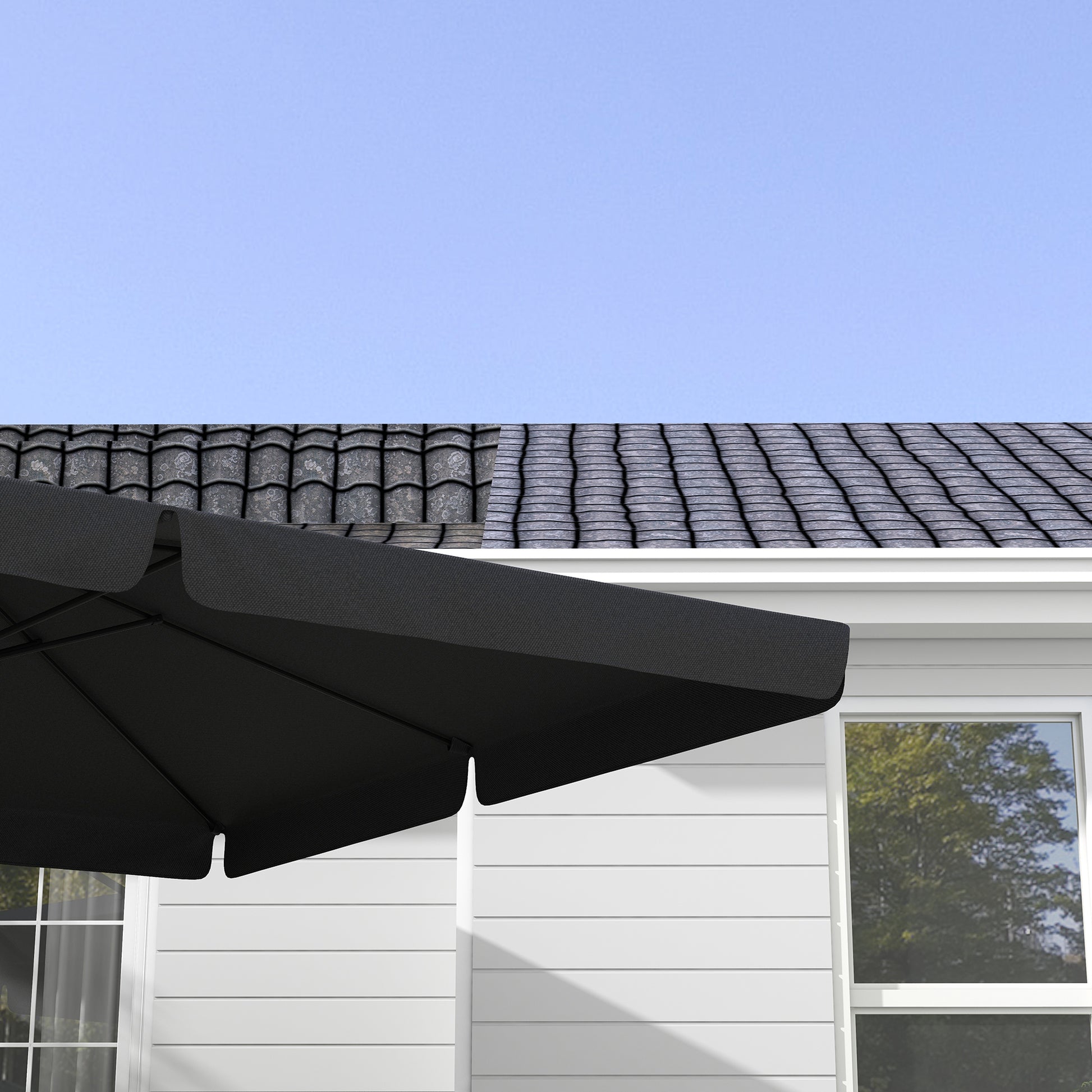 Outsunny 10' Cantilever Patio Umbrella, Square Offset Umbrella With Tilt, Crank, Cross Base, Aluminum Pole And Air Vent, Hanging Umbrella For Garden, Pool, Backyard, Gray Gray Aluminum