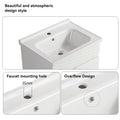 24 Inch Wavy Bathroom Cabinet With Ceramic Sink White Solid Wood