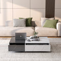 Modern Style Black And White Coffee Table With Two Storage Spaces White Black White Primary Living Space Rectangular Drawers Rectangular Coffee & End Tables Particle Board Mdf