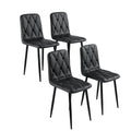 Dining Chairs Set Of 4, Modern Kitchen Dining Room Chairs, Pu Dining Chair Upholstered Cushion Seat And Sturdy Metal Legs Black Leather