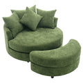 Orisfur. 360 Swivel Accent Barrel Chair With Storage Ottoman & 4 Pillows, Modern Chenille Leisure Chair Round Accent For Living Room, Green Green Foam Chenille