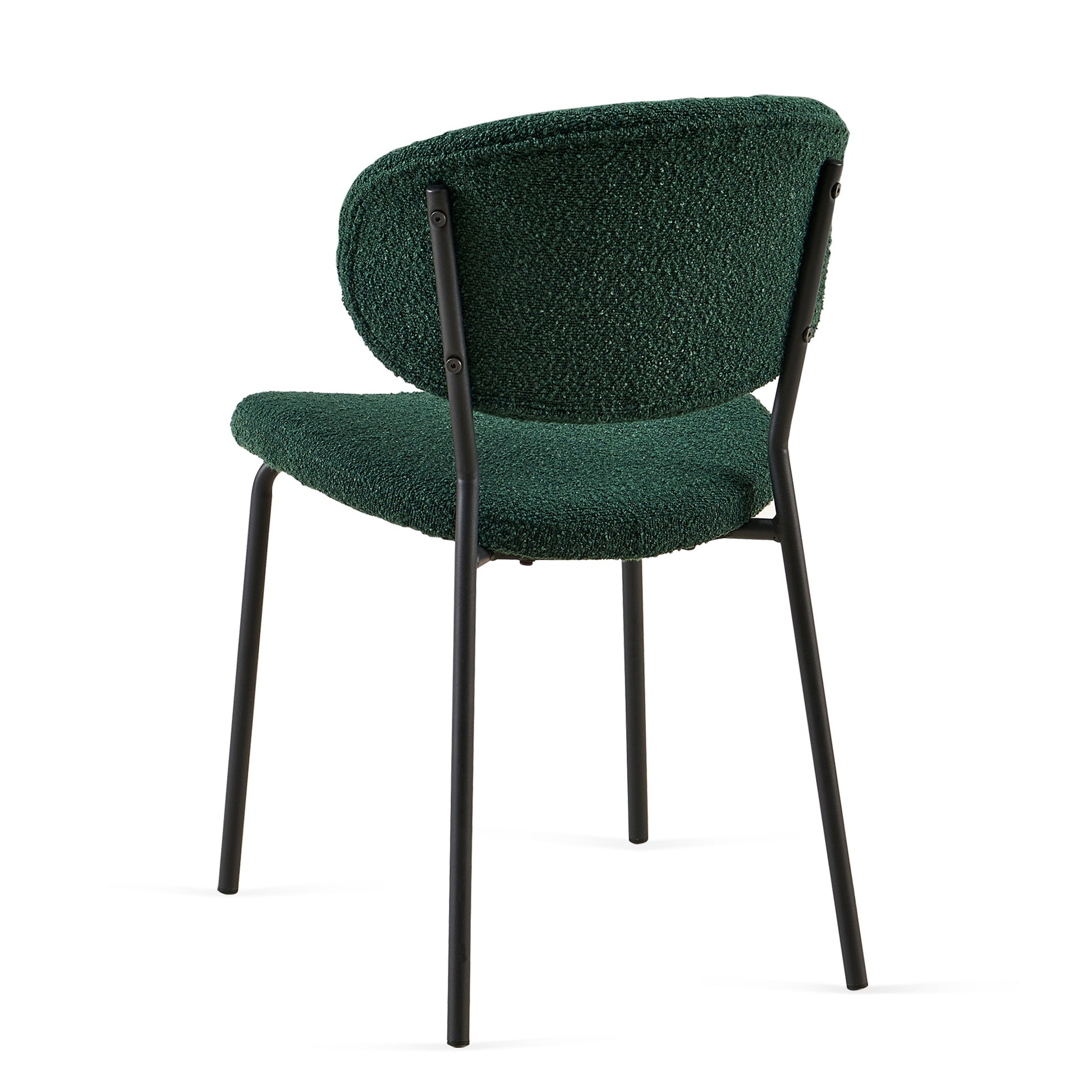 Dark Green Boucle Fabric Dining Chairs Set Of 4,Modern Dining Room Chairs With Black Metal Legs, Armless Kitchen Chair For Dining Room, Living Room Metal Plaid Dark Green Dining Room Powder Coated Foam Dry Clean Modern Dining Chairs Solid Back Foam