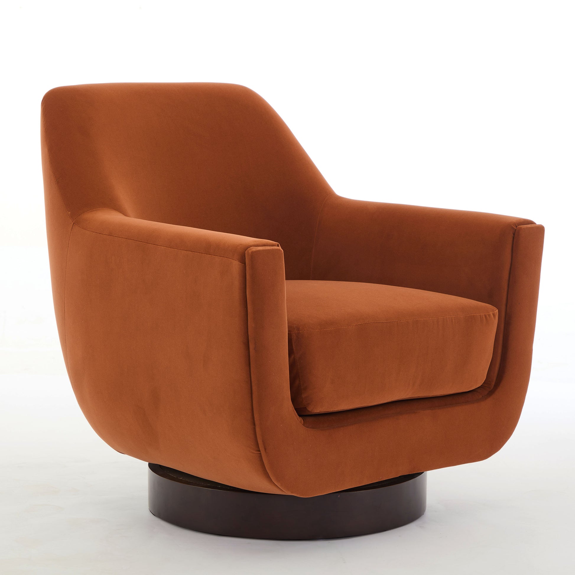 U Shaped Fully Assembled Swivel Chair Velvet Accent Chair Armchair Round Barrel Chair For Living Room Bedroom, Burnt Orange Burnt Orange Velvet