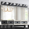 Modern 8 Light Led Vanity Light Sleek Bathroom Wall Fixture, Iron & Acrylic, Dimmable & Energy Efficient Black Acrylic,Iron