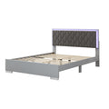Queen Size Upholstered Bed With Led Lights,Modern Platform Bed With Velvet Headboard,Grey Queen Grey Mdf