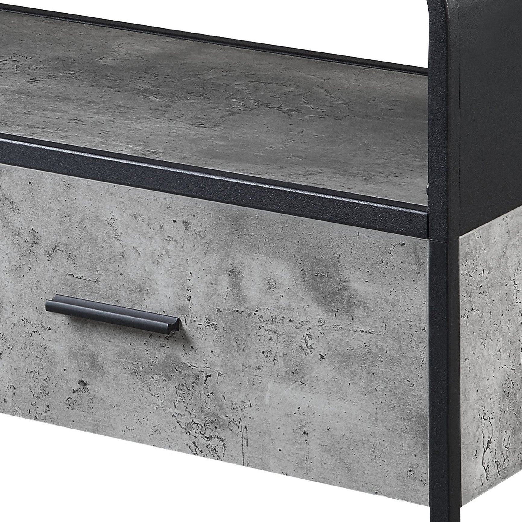 Concrete Grey And Black 2 Drawer Tv Stand Black Grey Primary Living Space 40 49 Inches Modern Wood Metal