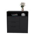 Dresser With Spacious 3 Drawer And Single Door Storage Cabinet, Black Black Solid Wood Mdf Engineered Wood