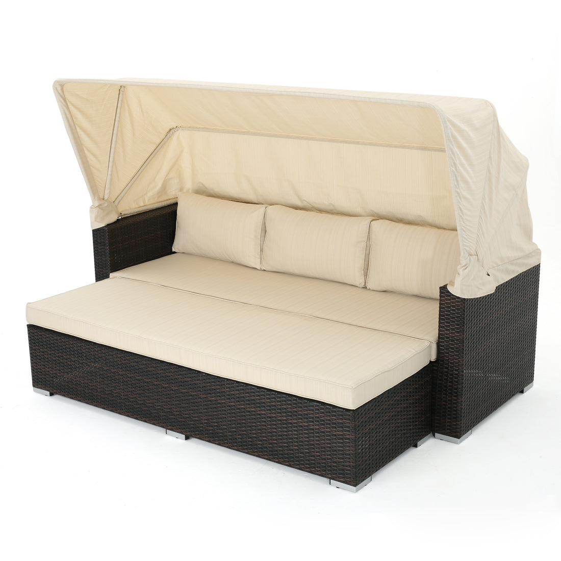 Glaros Sofa Set With Canopy Brown Beige Brown Pe Rattan Iron