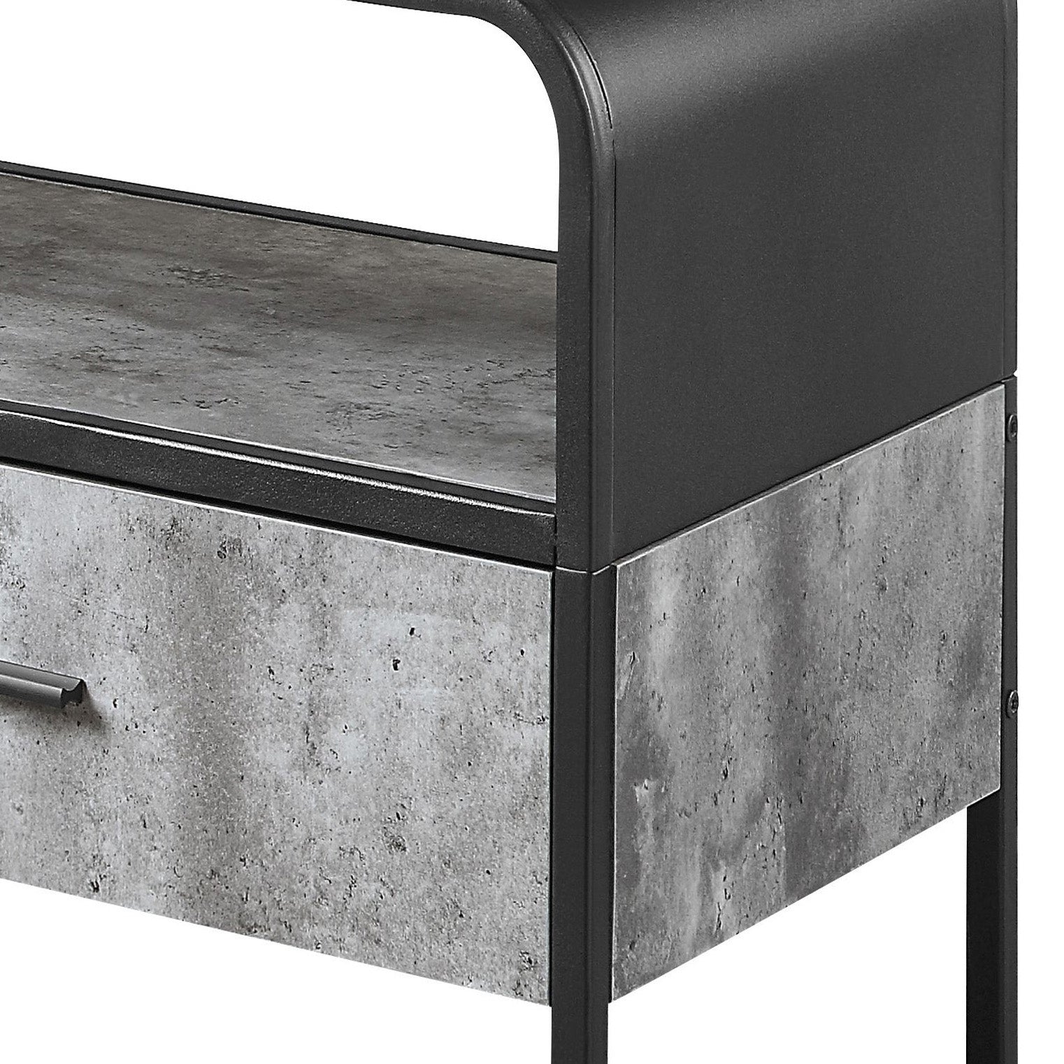 Concrete Grey And Black 3 Drawer Tv Stand Black Grey Primary Living Space 60 69 Inches Industrial Wood Metal