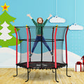 Soozier Trampoline For Kids With Net, Indoor Outdoor Toddler Trampoline With Safety Enclosure, Birthday Gift For Boys And Girls 3 10 Years, Red Red Steel