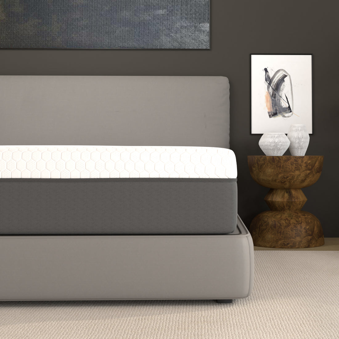 12" Zoned Comfort Regions With Cooling Cover, Gel Swirl Memory Foam And Air Grid Queen White Foam Queen