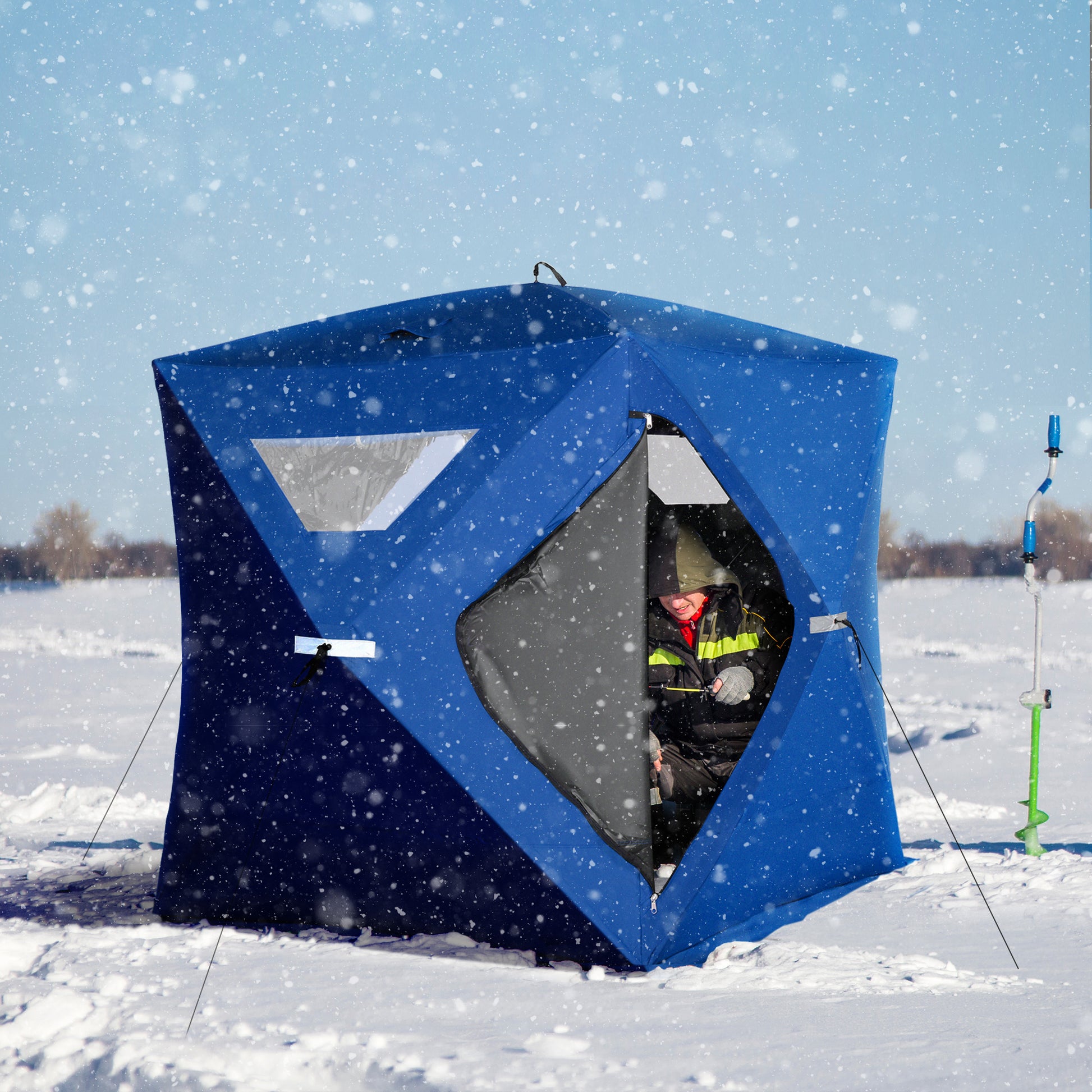 pop up ice fishing tent Outsunny 2 4 People Ice Fishing Shelter, Pop Up Portable Ice Fishing T
